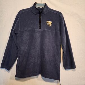 VTG Los Angeles Rams Quarter-Zip Fleece Pullover Men's Large NFL Football Blue